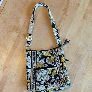 Vera Bradley Black and Yellow Floral Crossbody Bag